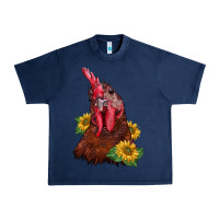 Navy rooster sunflower Urban Heavy Tee - BarkalooDesign