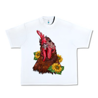 White rooster sunflower Urban Heavy Tee - BarkalooDesign
