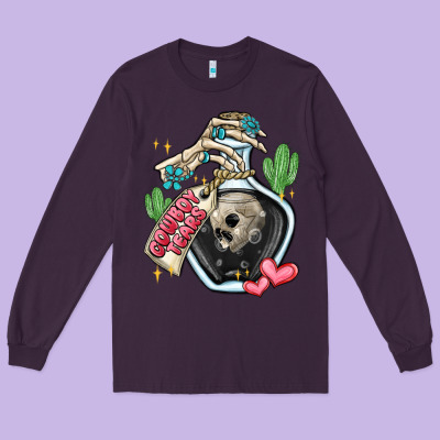 Cowboy Tears Long Sleeve Tee Designed By Maliassmallbusiness