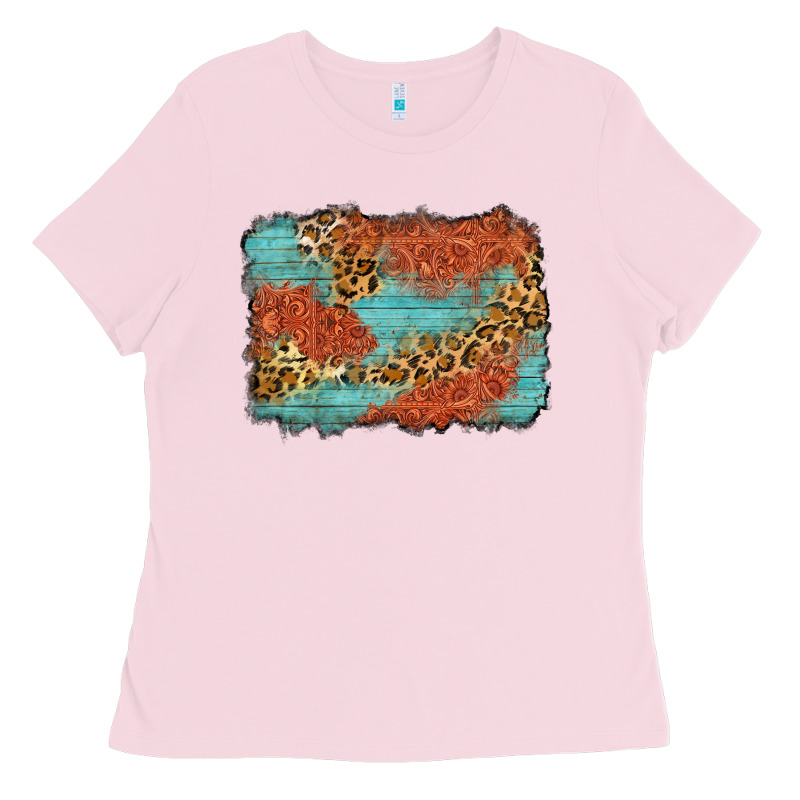 Western Leopard Tooled Leather Background Ladies Tee by Zillion Design Studio | Teevron