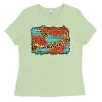 Matcha western leopard tooled leather background Ladies Tee - Zillion Design Studio
