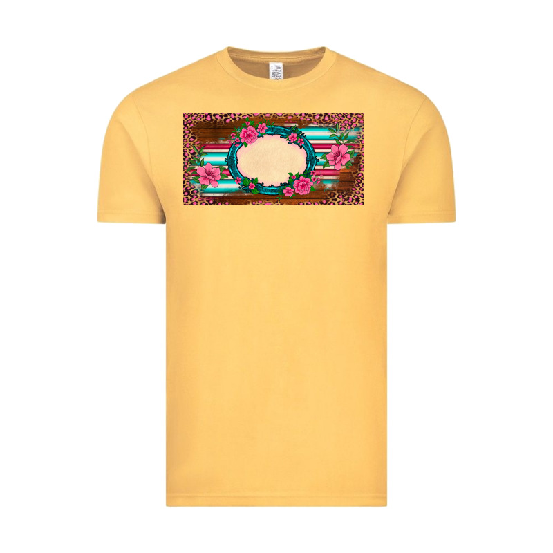 Western Pink Flovers Leopard Serape   License Plate Template Vintage Tee by BarkalooDesign | Teevron