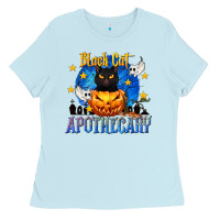 Baby Blue Black Cat Apothecary Ladies Tee - texasbilliewilder
