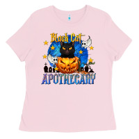 Bubblegum Pink Black Cat Apothecary Ladies Tee - texasbilliewilder