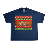 Navy merry christmas knitted reindeer pattern Urban Heavy Tee - Jasminsmagicworld