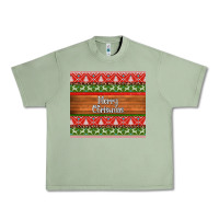 Oil Green merry christmas knitted reindeer pattern Urban Heavy Tee - Jasminsmagicworld