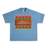 Pebble Blue merry christmas knitted reindeer pattern Urban Heavy Tee - Jasminsmagicworld