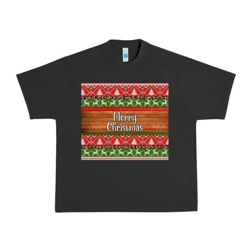 Merry Christmas Knitted Reindeer Pattern Urban Heavy Tee by Jasminsmagicworld | Teevron