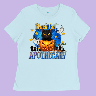 Black Cat Apothecary Ladies Tee Designed By Texasbilliewilder