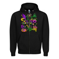 Black new orleans mardi gras Zipper Hoodie - LillyAllenDesigns