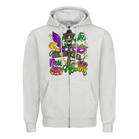 Dove Grey new orleans mardi gras Zipper Hoodie - LillyAllenDesigns