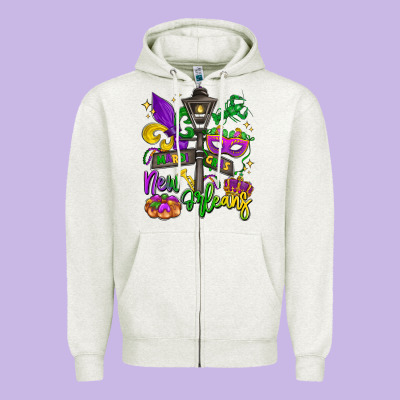 New Orleans Mardi Gras Zipper Hoodie Designed By Lillyallendesigns