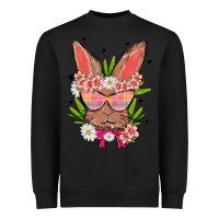 Black bunny with floral Heavyweight Sweatshirt - MaliasSmallBusiness