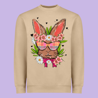 Bunny With Floral Heavyweight Sweatshirt Designed By Maliassmallbusiness