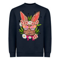 Navy bunny with floral Heavyweight Sweatshirt - MaliasSmallBusiness