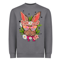 Storm bunny with floral Heavyweight Sweatshirt - MaliasSmallBusiness