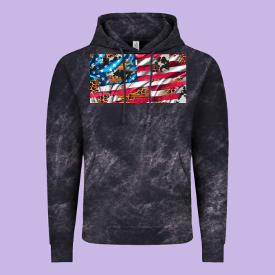Usa Flag And Leopard With Wood License Plate Vintage Hoodie Designed By Artiststas
