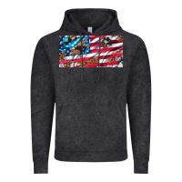 Vintage Black usa flag and leopard with wood license plate Vintage Hoodie - Artiststas