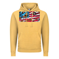 Vintage Mustard usa flag and leopard with wood license plate Vintage Hoodie - Artiststas
