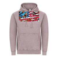 Vintage Zinc usa flag and leopard with wood license plate Vintage Hoodie - Artiststas