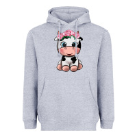 Heather Grey cute cow Heavyweight Hoodie - texasbilliewilder