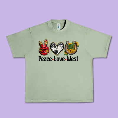 Peace Love West Urban Heavy Tee Designed By Barkaloodesign