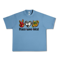 Pebble Blue peace love west Urban Heavy Tee - BarkalooDesign