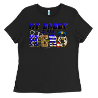 Black my daddy is my hero police Ladies Tee - Zillion Design Studio