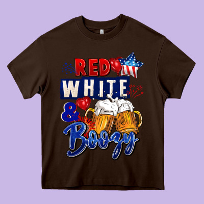Red White And Boozy 4th Of July Heavy Core Tee Designed By Cowgirlartshop