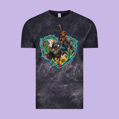 Western Heart Bullfighter  Cactus Sunflower Aztek Pattern Vintage Tee Designed By Barkaloodesign
