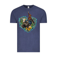 Vintage Denim western heart bullfighter  cactus sunflower aztek pattern Vintage Tee - BarkalooDesign
