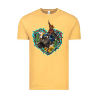 Vintage Mustard western heart bullfighter  cactus sunflower aztek pattern Vintage Tee - BarkalooDesign