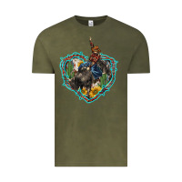 Vintage Olive western heart bullfighter  cactus sunflower aztek pattern Vintage Tee - BarkalooDesign