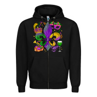 Black mardi gras fleur de lis Zipper Hoodie - LillyAllenDesigns