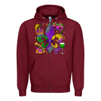 Burgundy mardi gras fleur de lis Zipper Hoodie - LillyAllenDesigns