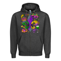 Charcoal Heather mardi gras fleur de lis Zipper Hoodie - LillyAllenDesigns