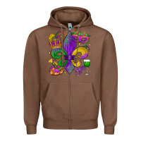 Chestnut mardi gras fleur de lis Zipper Hoodie - LillyAllenDesigns