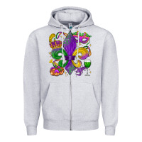 Heather Grey mardi gras fleur de lis Zipper Hoodie - LillyAllenDesigns