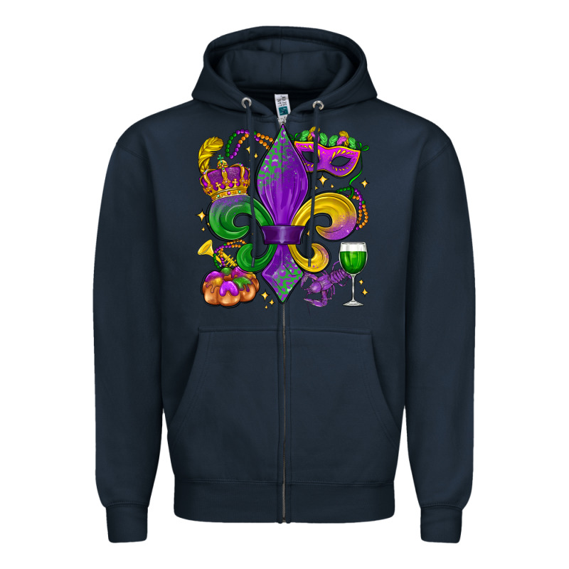 Mardi Gras Fleur De Lis Zipper Hoodie by LillyAllenDesigns | Teevron