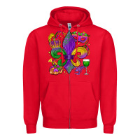 Red mardi gras fleur de lis Zipper Hoodie - LillyAllenDesigns