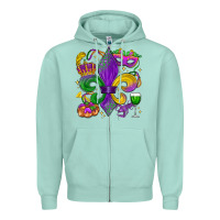 Seafoam mardi gras fleur de lis Zipper Hoodie - LillyAllenDesigns