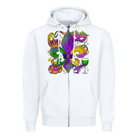 White mardi gras fleur de lis Zipper Hoodie - LillyAllenDesigns