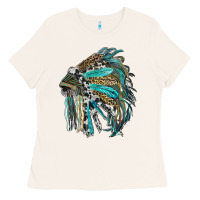 Bone indian feather headdress with western  patterns Ladies Tee - RanaPortraitStore