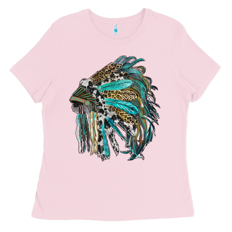 Indian Feather Headdress With Western  Patterns Ladies Tee by RanaPortraitStore | Teevron