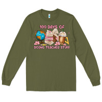 Army Green 100 days of doing teacher stuff Long Sleeve Tee - MaliasSmallBusiness