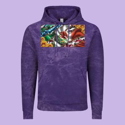 Usa Flag And Mexico Flag With Sunflower And Cowhide  License Plate Vintage Hoodie Designed By Artiststas