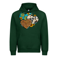 Forest Green cowhide leopard hearts Urban Hoodie - OliviaCreatesArt