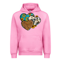 Fuchsia Pink cowhide leopard hearts Urban Hoodie - OliviaCreatesArt