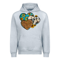 Heather Grey cowhide leopard hearts Urban Hoodie - OliviaCreatesArt