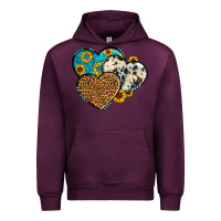 Mauve Wine cowhide leopard hearts Urban Hoodie - OliviaCreatesArt